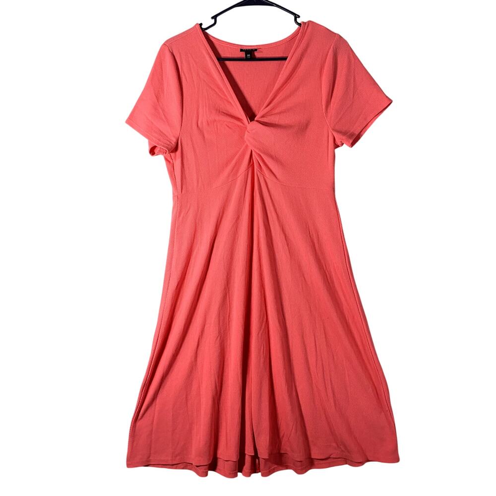 Torrid Mini Slub Fluted Ribbed Skater Dress Pink Womans Size 00 M/L